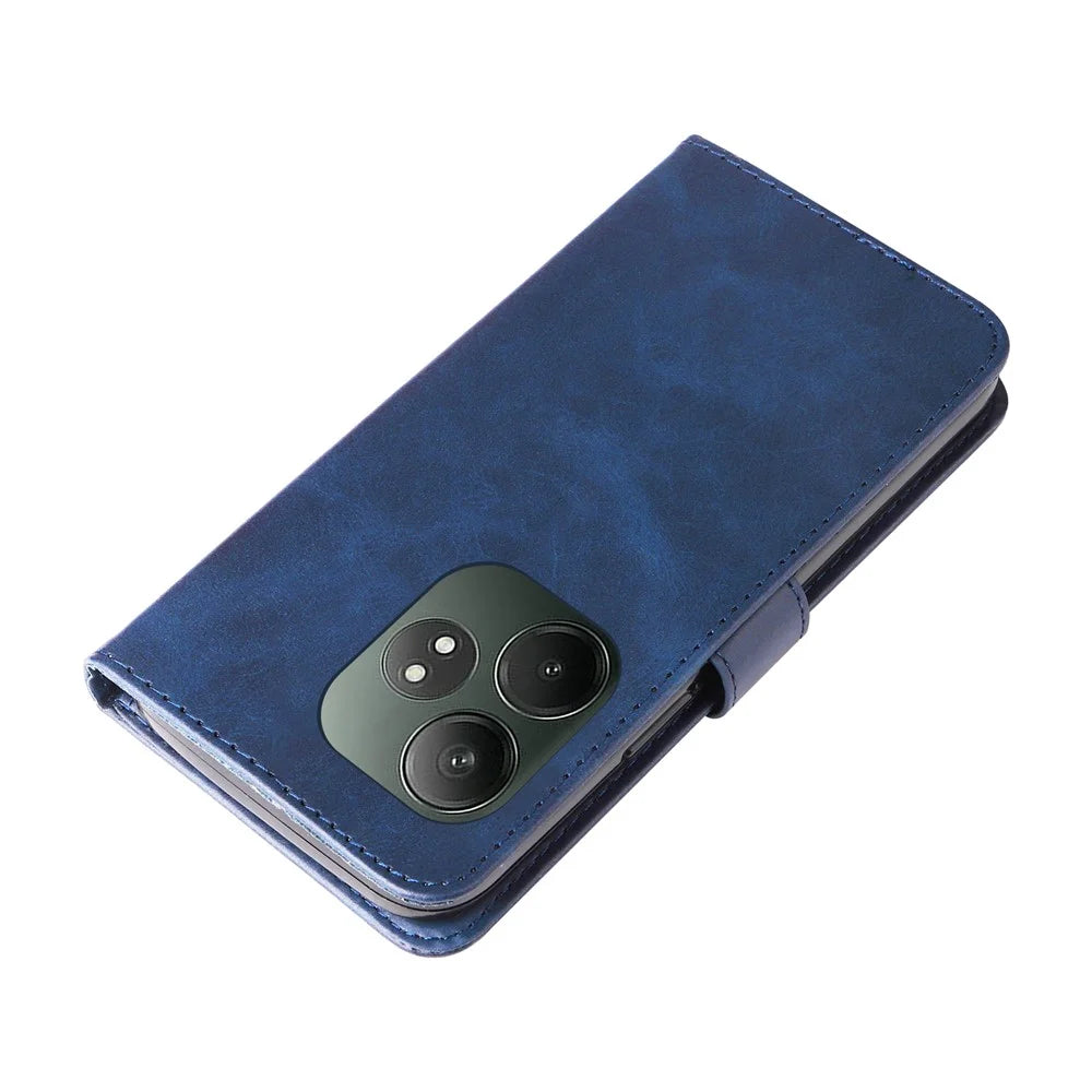 For Realme GT 6 5G / GT Neo6 SE 5G Case Calf Texture Leather Cover with Zipper Wallet - Blue - 5