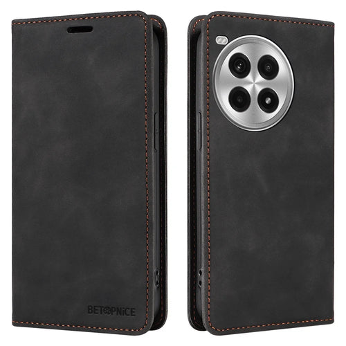 BETOPNICE 003 For OnePlus Ace 3 Pro 5G Leather Case Stand Wallet Phone Cover - Black - 1
