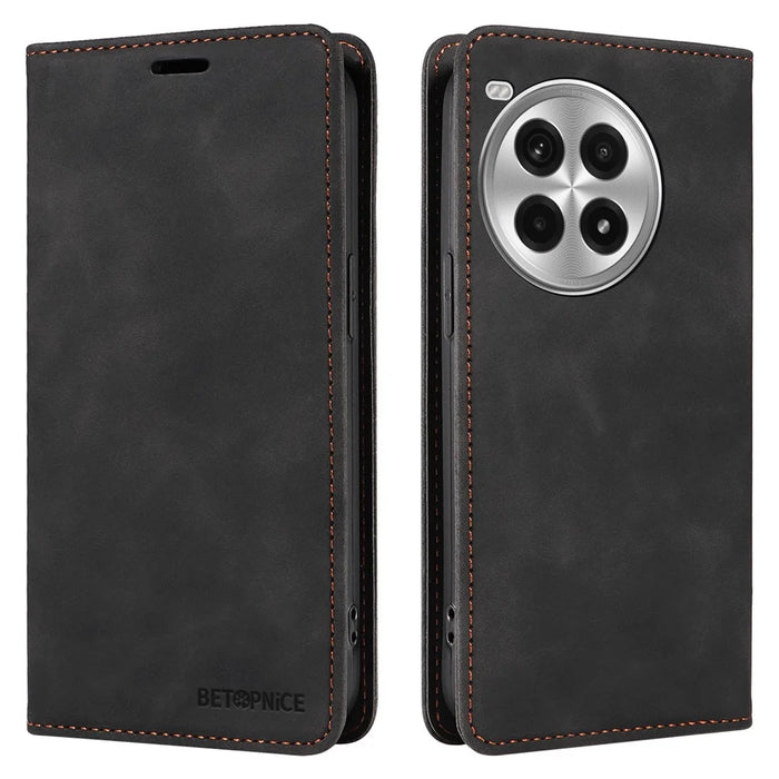 BETOPNICE 003 For OnePlus Ace 3 Pro 5G Leather Case Stand Wallet Phone Cover - Black - 1