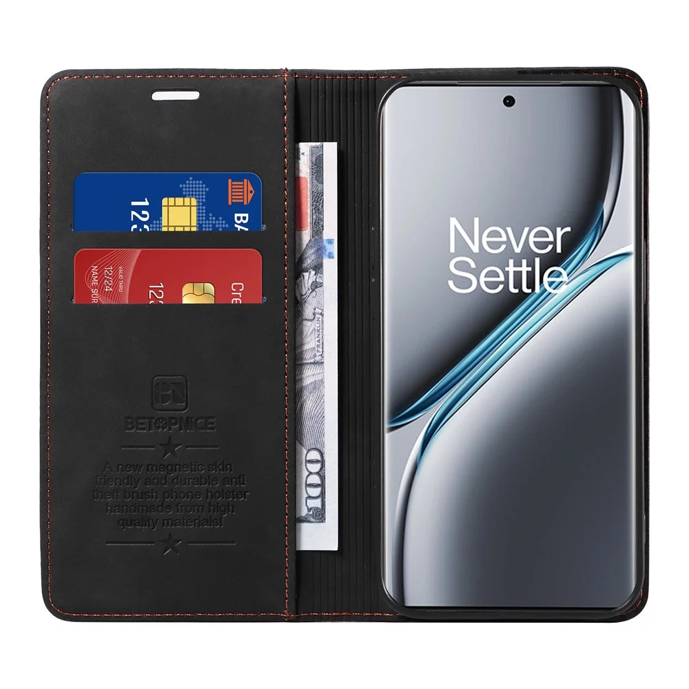 BETOPNICE 003 For OnePlus Ace 3 Pro 5G Leather Case Stand Wallet Phone Cover - Black - 2