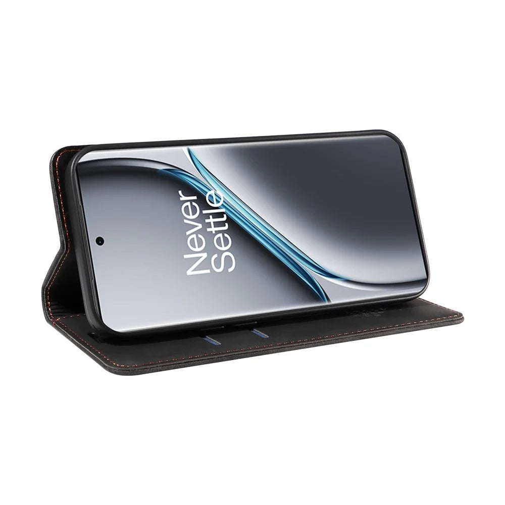 BETOPNICE 003 For OnePlus Ace 3 Pro 5G Leather Case Stand Wallet Phone Cover - Black - 3