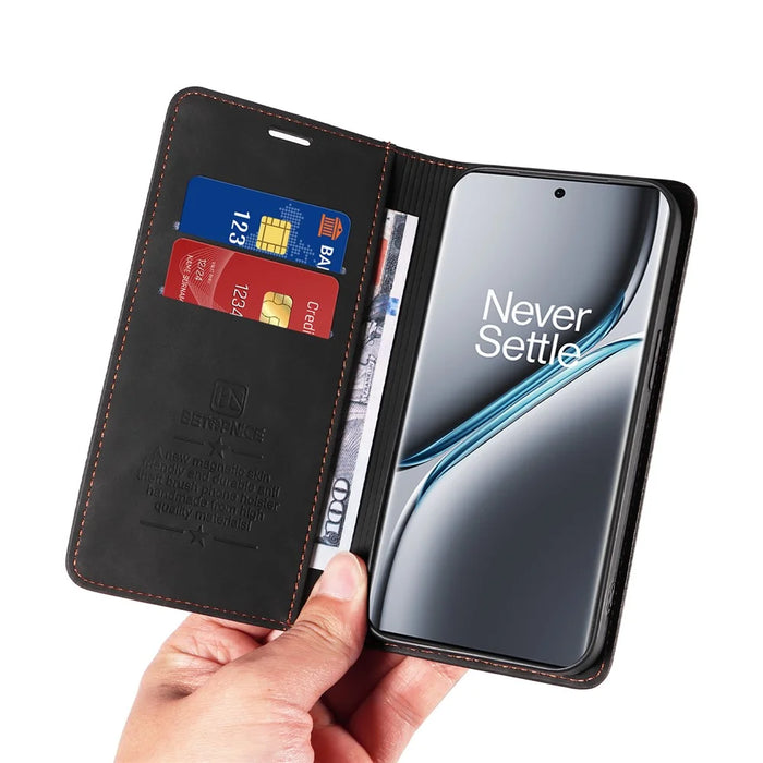 BETOPNICE 003 For OnePlus Ace 3 Pro 5G Leather Case Stand Wallet Phone Cover - Black - 6
