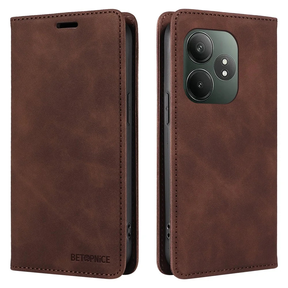 BETOPNICE 003 For Realme GT 6 5G / GT Neo6 SE 5G Case RFID Blocking Phone Leather Cover - Brown - 1