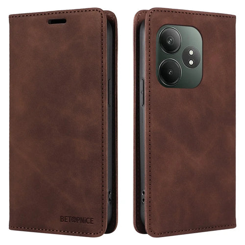 BETOPNICE 003 For Realme GT 6 5G / GT Neo6 SE 5G Case RFID Blocking Phone Leather Cover - Brown - 1