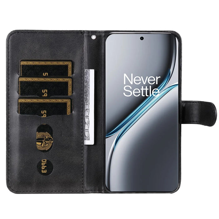 For OnePlus Ace 3 Pro 5G Case Zipper Wallet Calf Texture PU Leather Phone Cover - Black - 2