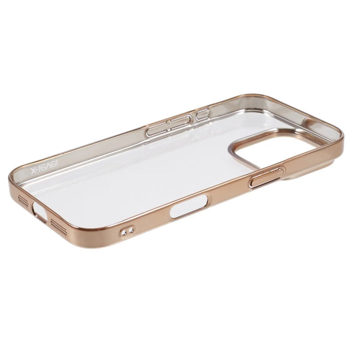 X-LEVEL For iPhone 16 Pro Max Case Clear PC Back Electroplated Phone Cover - Gold - 4