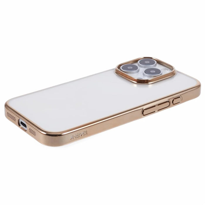 X-LEVEL For iPhone 16 Pro Max Case Clear PC Back Electroplated Phone Cover - Gold - 5