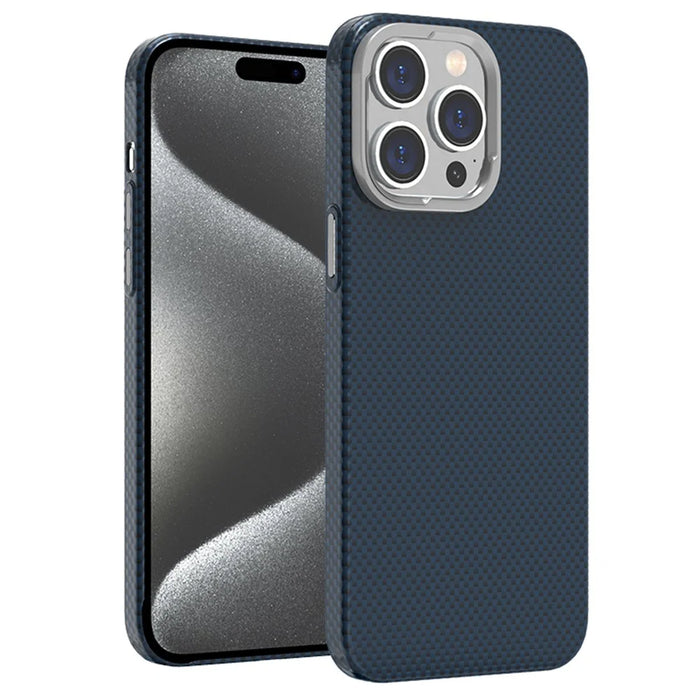 For iPhone 15 Pro Max Case Compatible with MagSafe Hard PC Phone Cover Carbon Fiber Pattern - Blue / Green - 1