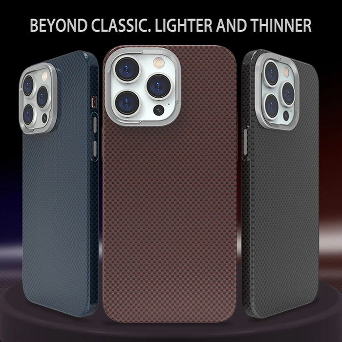 For iPhone 15 Pro Max Case Compatible with MagSafe Hard PC Phone Cover Carbon Fiber Pattern - Blue / Green - 5