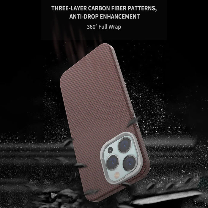 For iPhone 15 Pro Max Case Compatible with MagSafe Hard PC Phone Cover Carbon Fiber Pattern - Blue / Green - 6