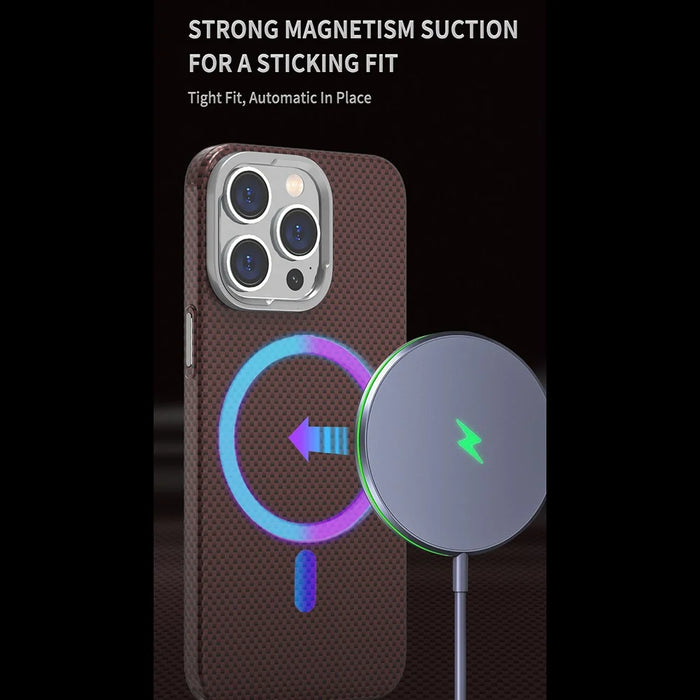 For iPhone 15 Pro Max Case Compatible with MagSafe Hard PC Phone Cover Carbon Fiber Pattern - Blue / Green - 7