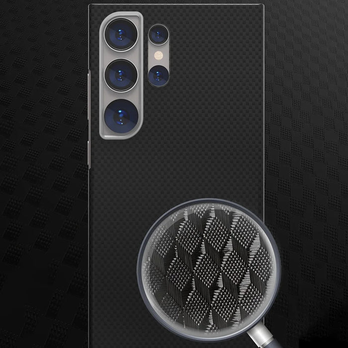 For Samsung Galaxy S24 Ultra Magnetic Case Carbon Fiber Pattern Hard PC Phone Cover - Black / Blue - 4