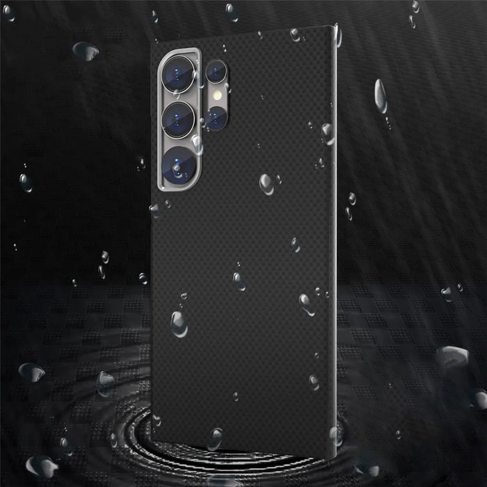 For Samsung Galaxy S24 Ultra Magnetic Case Carbon Fiber Pattern Hard PC Phone Cover - Black / Blue - 6