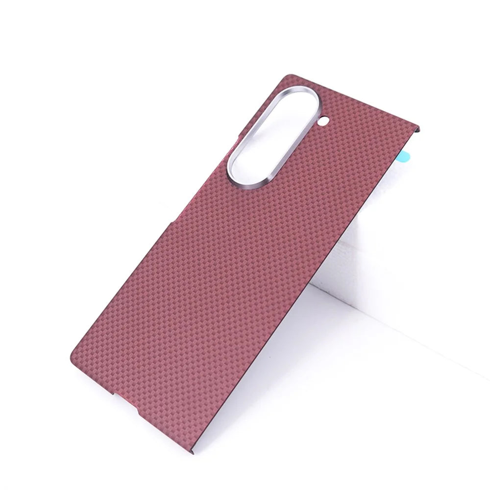 For Samsung Galaxy Z Fold6 5G Magnetic Case Carbon Fiber Pattern Hard PC Phone Cover - Red / Black - 2