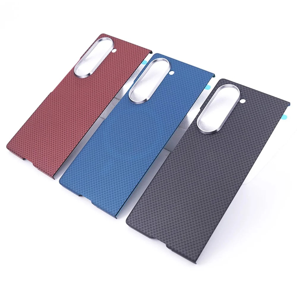 For Samsung Galaxy Z Fold6 5G Magnetic Case Carbon Fiber Pattern Hard PC Phone Cover - Red / Black - 4