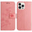 For iPhone 16 Pro Case PU Leather Wallet Phone Cover Butterfly Flower Pattern - Pink - 1