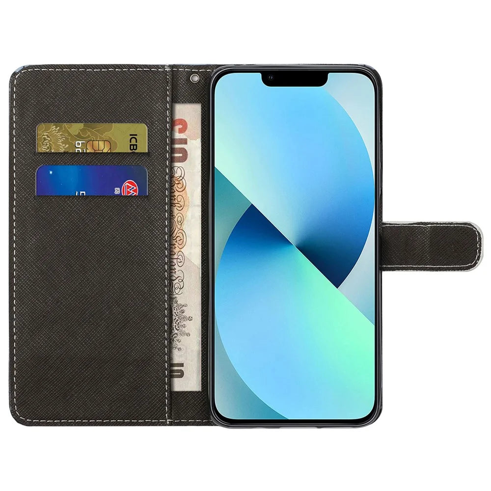 For iPhone 16 Pro Leather Phone Case Cross Texture Pattern Printing - Leopard - 2