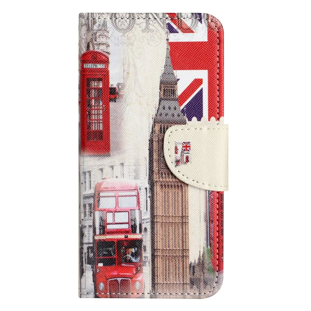 For iPhone 16 Pro Case Pattern Printing Cross Texture Phone Leather Cover - London Big Ben - 4
