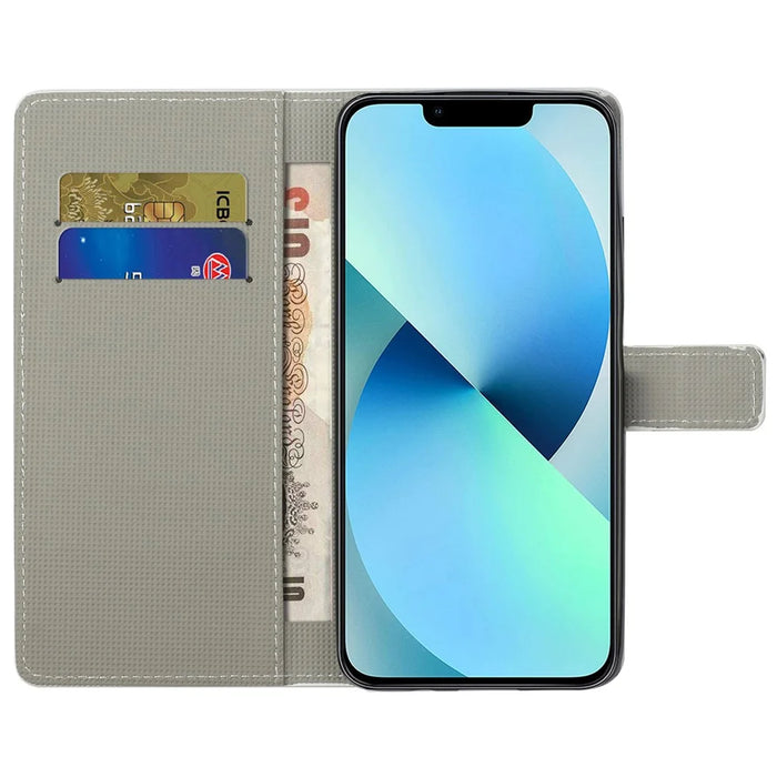 For iPhone 16 Pro Case Pattern Print PU Leather Wallet Flip Phone Cover - White / Butterflies - 2
