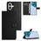 For iPhone 16 Case Litchi Texture PU Leather Wallet Folio Flip Phone Cover - Black - 6