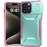 For iPhone 15 Pro Case Anti-Slip PC+TPU Phone Cover with Slide Camera Guard - Green  /  Pink - 1