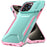 For iPhone 15 Pro Case Anti-Slip PC+TPU Phone Cover with Slide Camera Guard - Green  /  Pink - 2