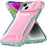 For iPhone 15 Case PC+TPU Anti-Slip Phone Cover with Slide Camera Lid - Pink / Green - 2