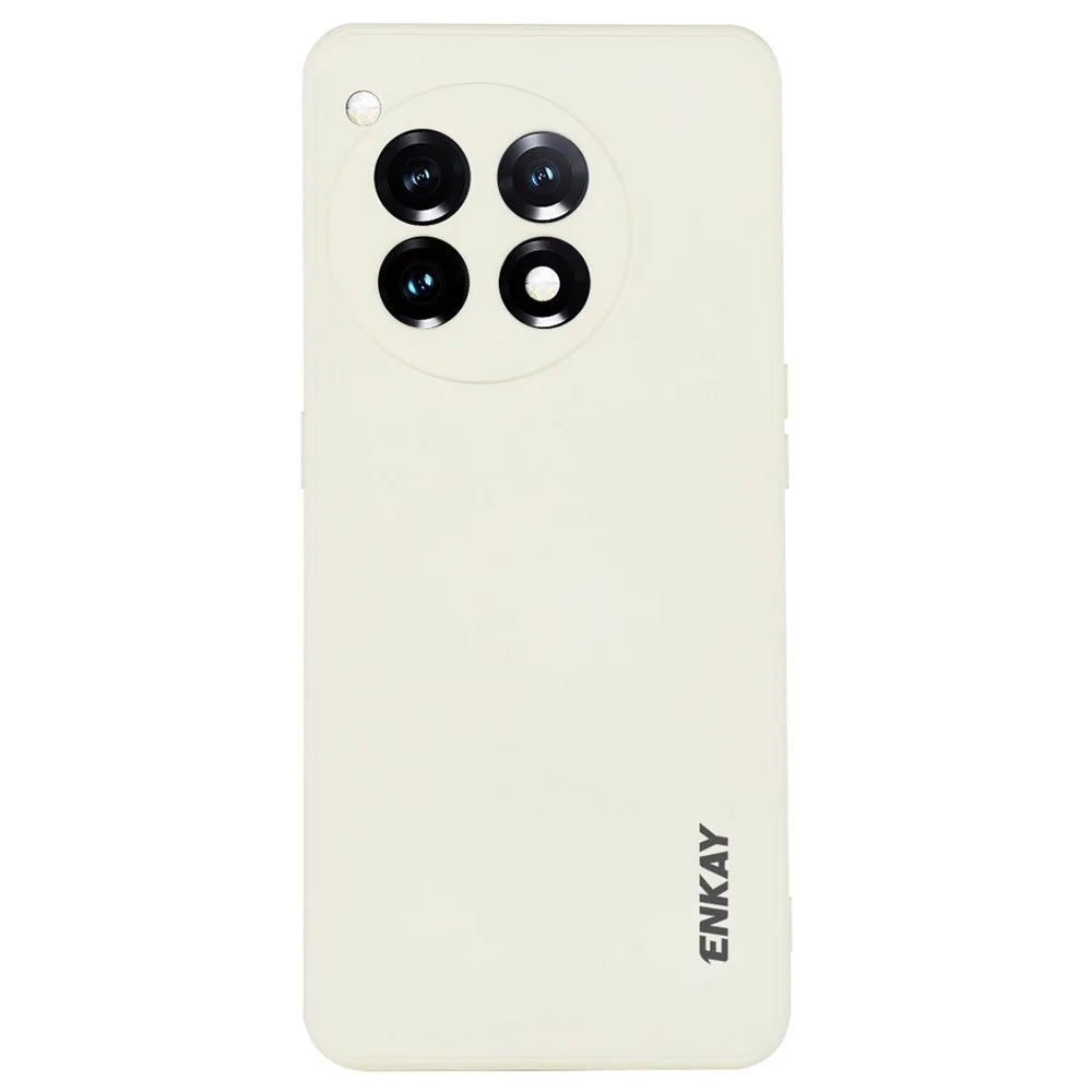 ENKAY HAT PRINCE For OnePlus 12 5G Case Anti-Drop Straight Edge Silicone Phone Cover - Beige - 1