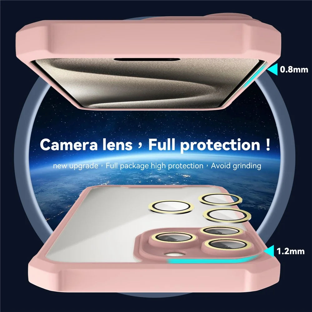 For iPhone 15 Pro Case Clear Acrylic+TPU Shockproof Anti-Scratch Phone Cover with Lens Film - Pink - 7