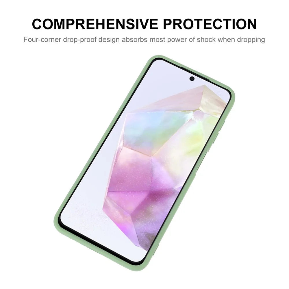 ENKAY HAT PRINCE For Samsung Galaxy A35 5G Case Anti-Scratch Silicone Phone Cover Straight Edge - Light Green - 2