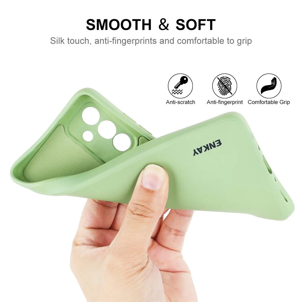 ENKAY HAT PRINCE For Samsung Galaxy A35 5G Case Anti-Scratch Silicone Phone Cover Straight Edge - Light Green - 3