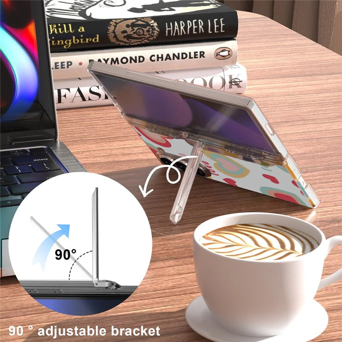 GW181 For Samsung Galaxy Z Fold6 5G Case Pattern Design Hard PC Kickstand Phone Cover - Big Heart - 3