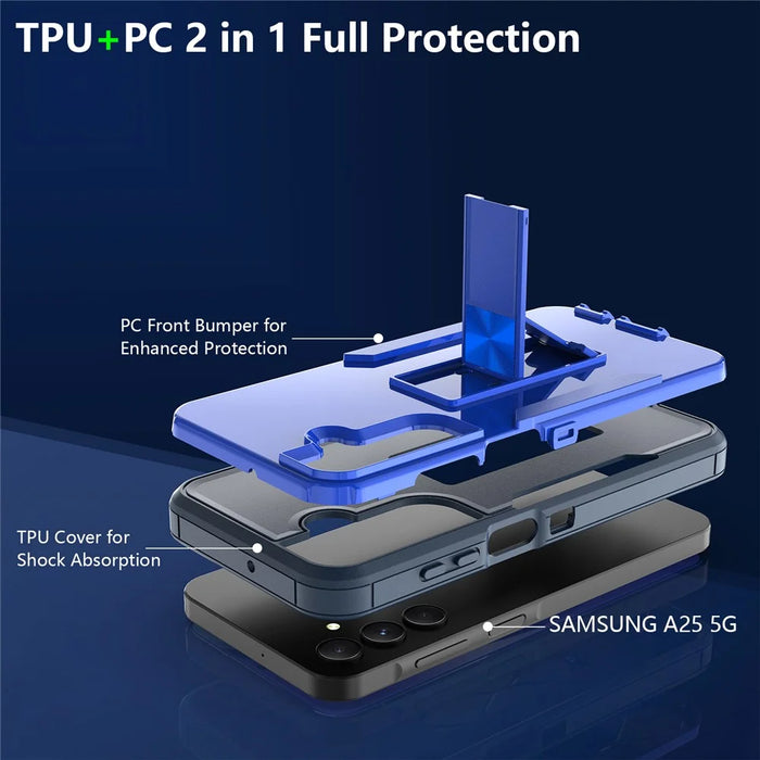 For Samsung Galaxy A35 5G Case Shockproof TPU+PC Kickstand Phone Protector - Sapphire / Dark Blue - 3