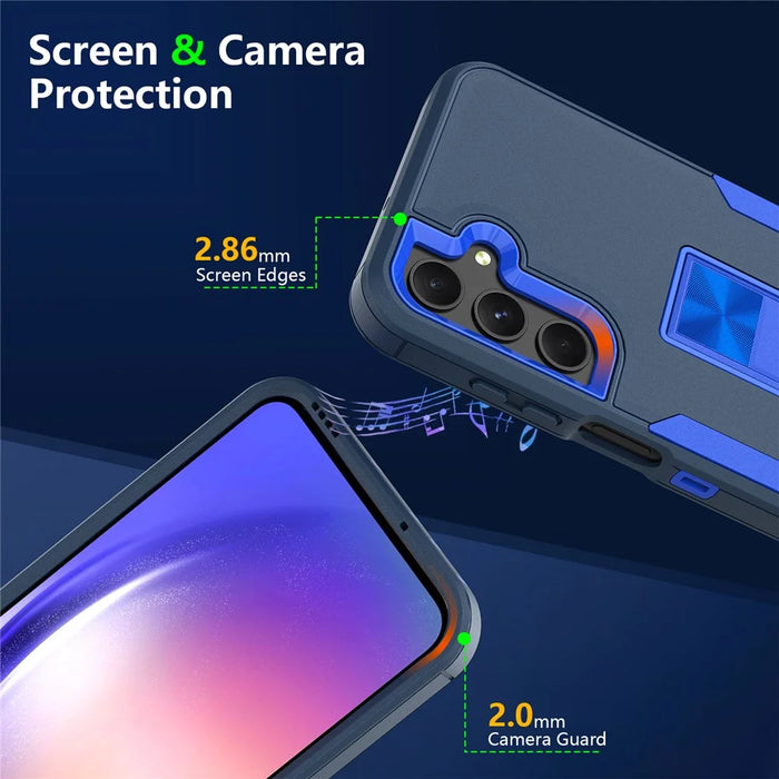 For Samsung Galaxy A35 5G Case Shockproof TPU+PC Kickstand Phone Protector - Sapphire / Dark Blue - 4