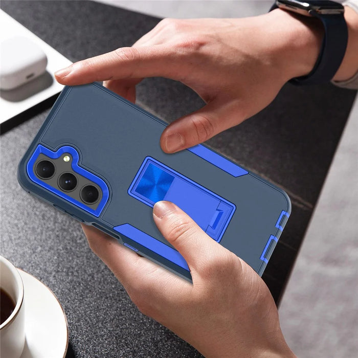 For Samsung Galaxy A35 5G Case Shockproof TPU+PC Kickstand Phone Protector - Sapphire / Dark Blue - 6
