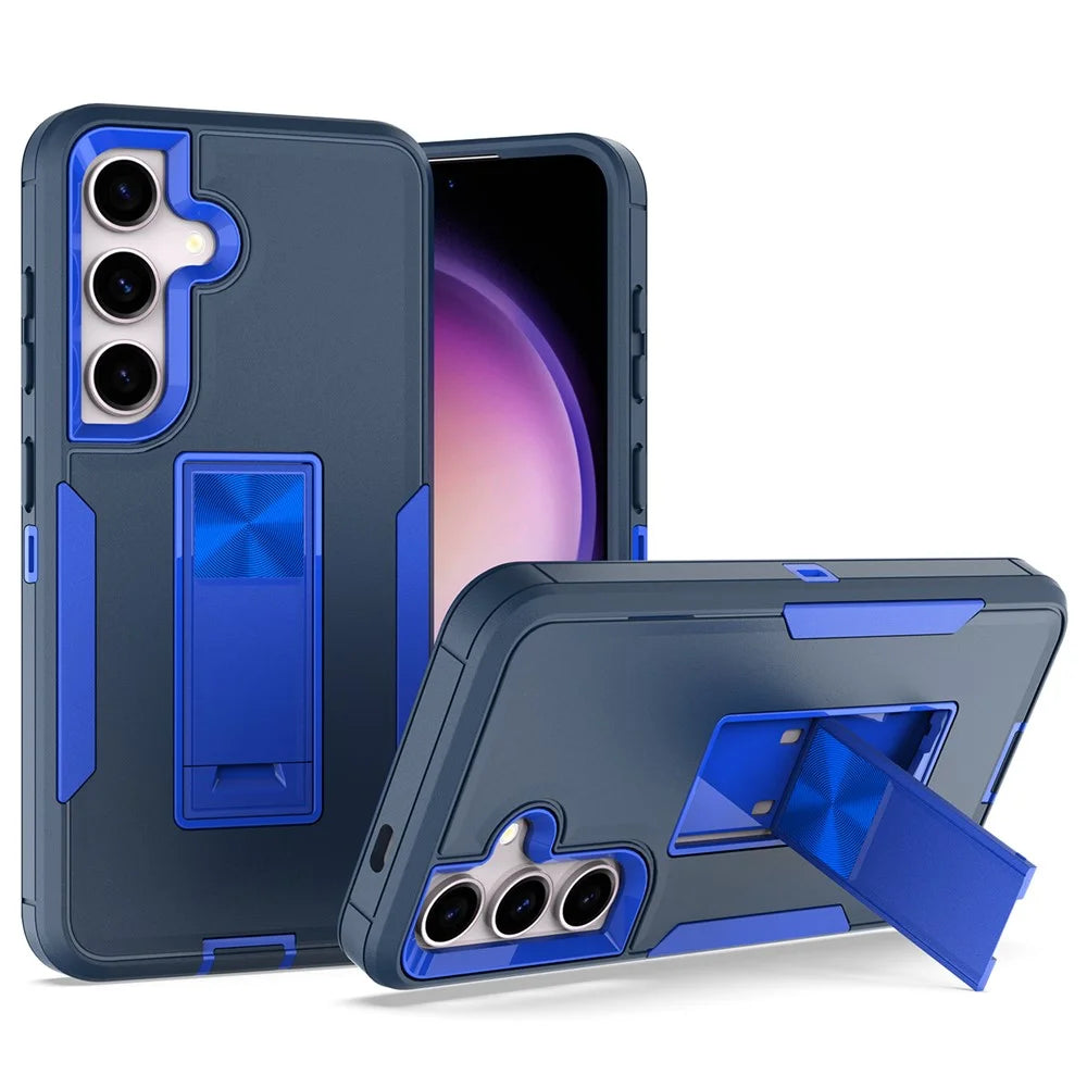 For Samsung Galaxy S24+ Case Drop-Proof TPU+PC Kickstand Phone Shell - Sapphire / Dark Blue - 1