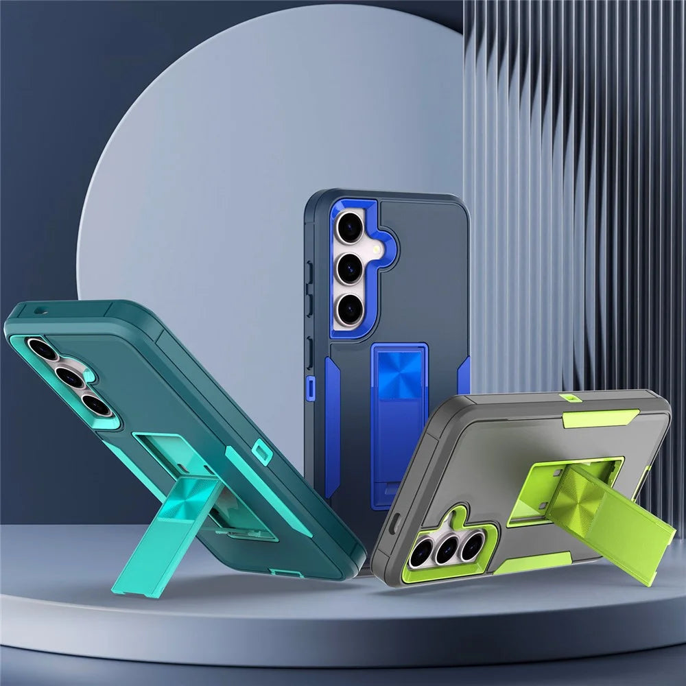 For Samsung Galaxy S24+ Case Drop-Proof TPU+PC Kickstand Phone Shell - Sapphire / Dark Blue - 2