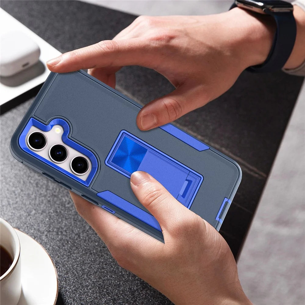 For Samsung Galaxy S24+ Case Drop-Proof TPU+PC Kickstand Phone Shell - Sapphire / Dark Blue - 6