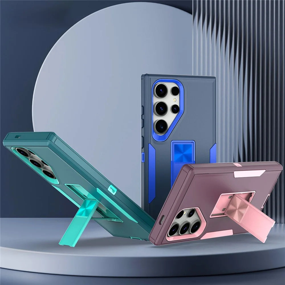 For Samsung Galaxy S24 Ultra Shockproof Case Kickstand TPU+PC Phone Cover - Sapphire / Dark Blue - 2