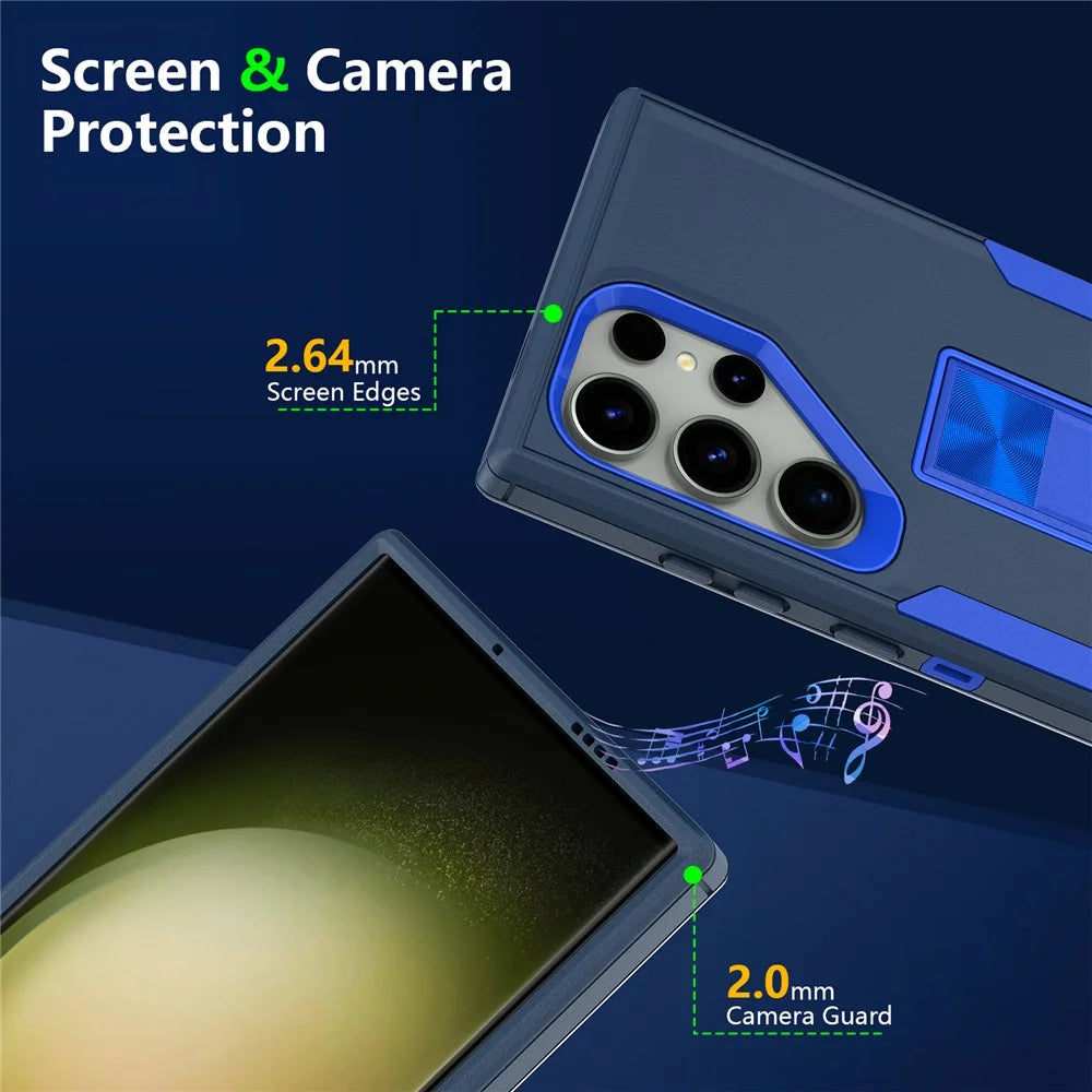 For Samsung Galaxy S24 Ultra Shockproof Case Kickstand TPU+PC Phone Cover - Sapphire / Dark Blue - 4