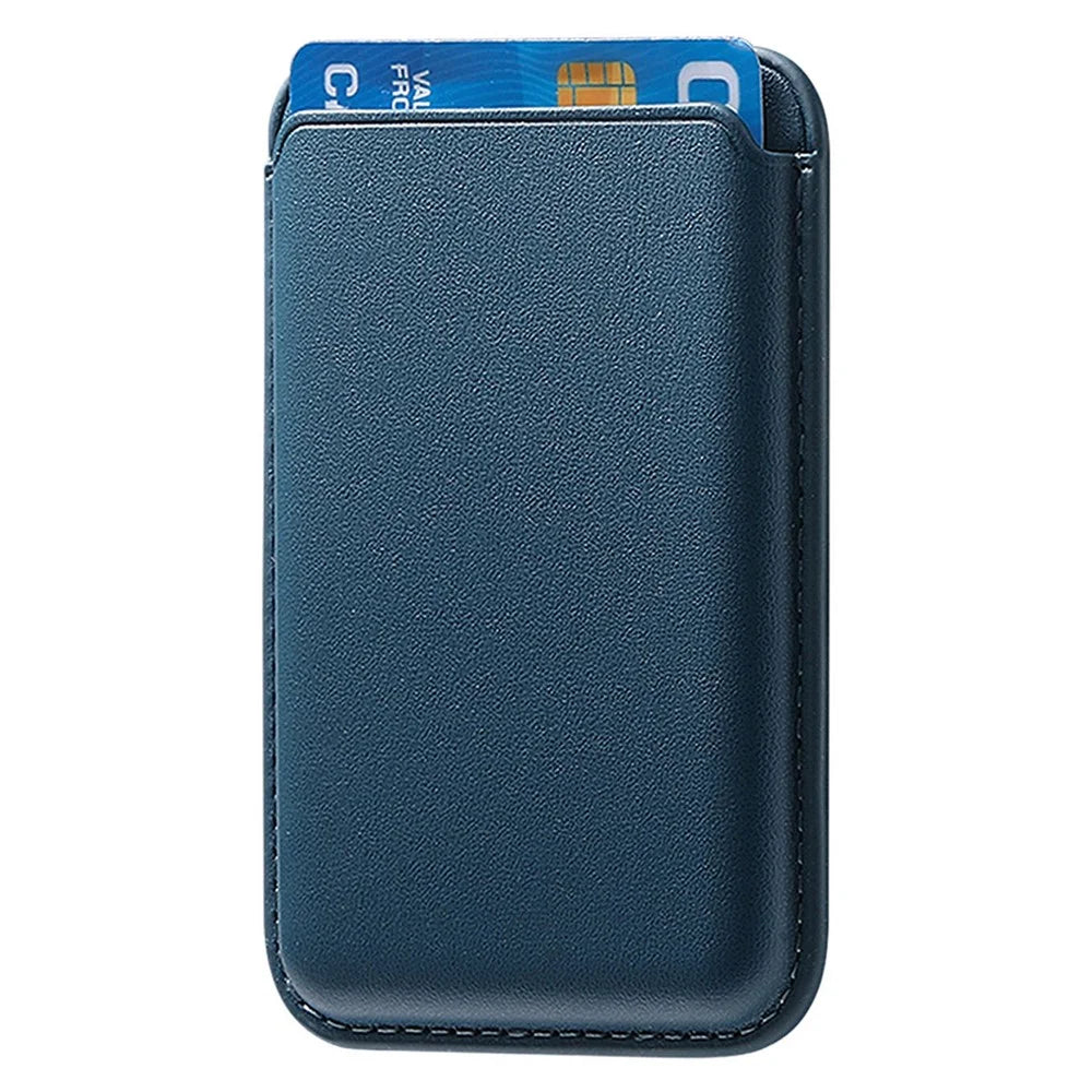 KB-58 Magnetic Card Holder Solid Color PU Leather Credit Cards Case - Blue - 2