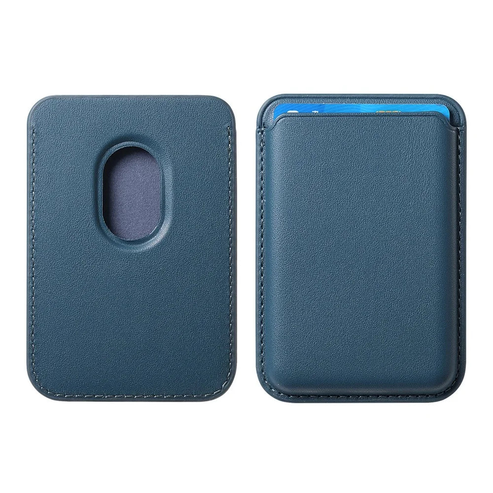 KB-58 Magnetic Card Holder Solid Color PU Leather Credit Cards Case - Blue - 3
