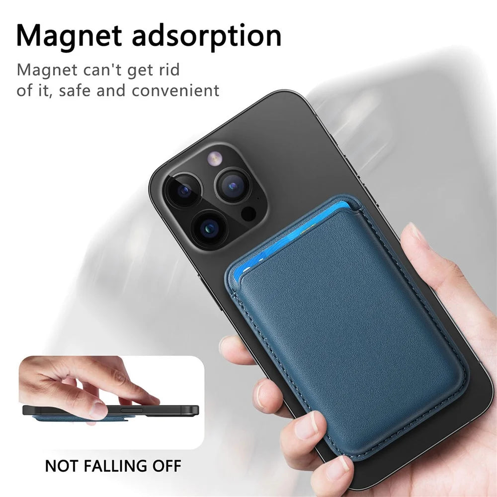 KB-58 Magnetic Card Holder Solid Color PU Leather Credit Cards Case - Blue - 4