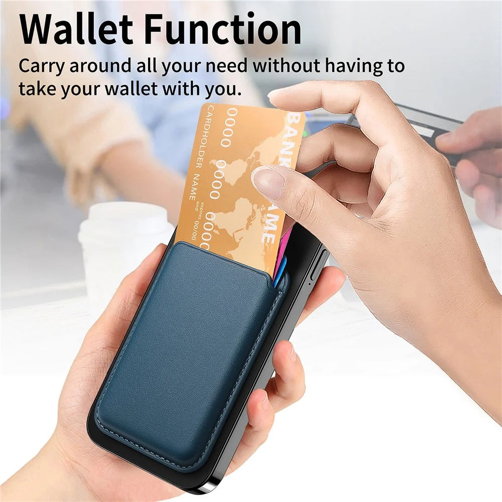 KB-58 Magnetic Card Holder Solid Color PU Leather Credit Cards Case - Blue - 6