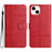 Anti-fall Flip Wallet Case For iPhone 14, Business Style Anti-scratch Cowhide Texture PU Leather Phone Cover Stand with Strap - Red - 1
