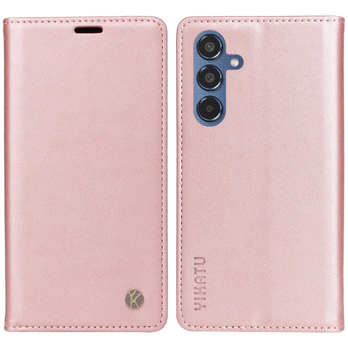 YIKATU YK-001 For Samsung Galaxy M35 5G Case Leather Flip Phone Cover Hidden Magnetic Absorption - Rose Gold - 1