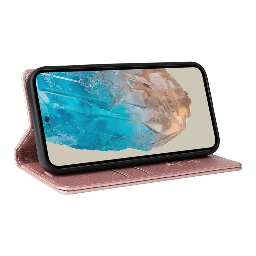 YIKATU YK-001 For Samsung Galaxy M35 5G Case Leather Flip Phone Cover Hidden Magnetic Absorption - Rose Gold - 4