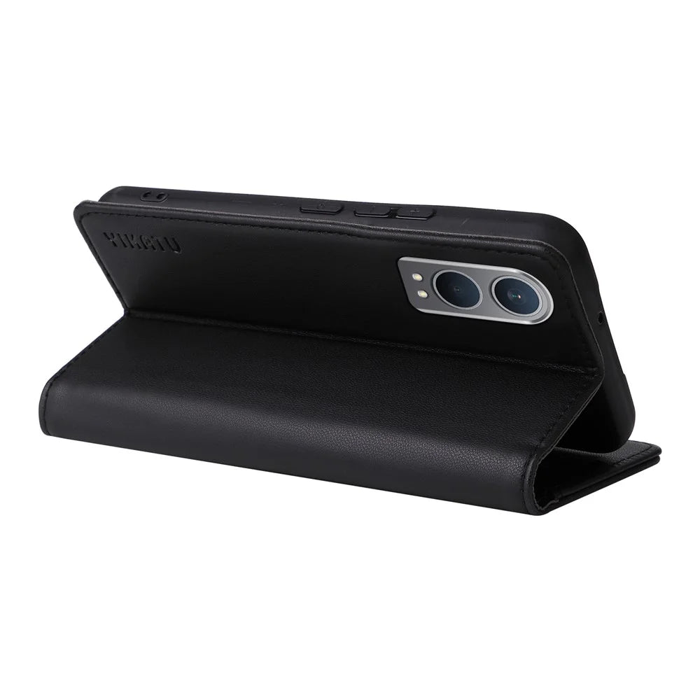YIKATU YK-001 For OnePlus Nord CE4 Lite 5G / Oppo K12x 5G (China) Case Leather Phone Cover Magnetic Closure Bookstyle Stand - Black - 3