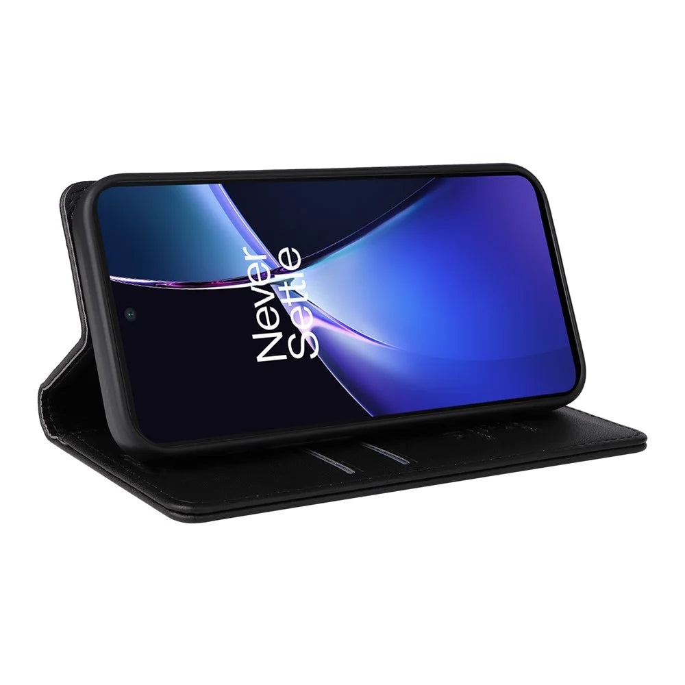 YIKATU YK-001 For OnePlus Nord CE4 Lite 5G / Oppo K12x 5G (China) Case Leather Phone Cover Magnetic Closure Bookstyle Stand - Black - 4