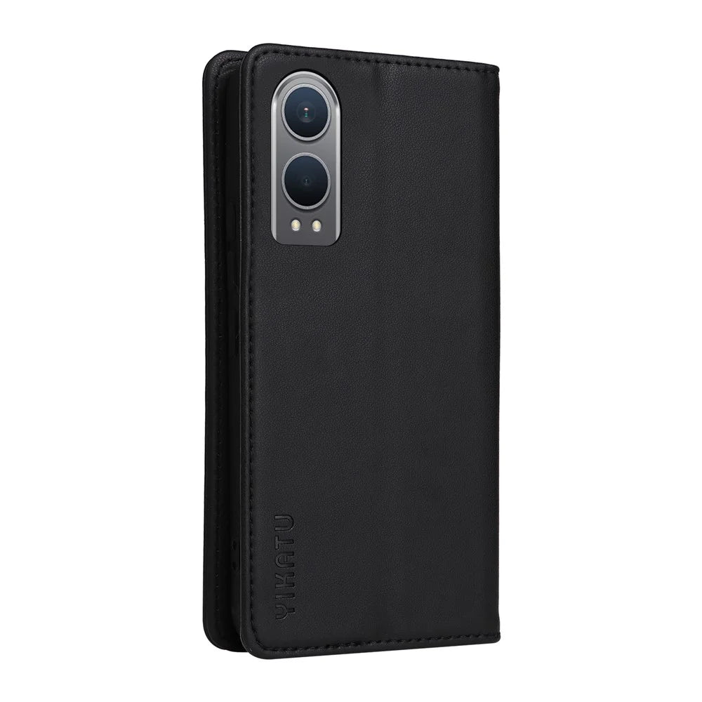 YIKATU YK-001 For OnePlus Nord CE4 Lite 5G / Oppo K12x 5G (China) Case Leather Phone Cover Magnetic Closure Bookstyle Stand - Black - 7